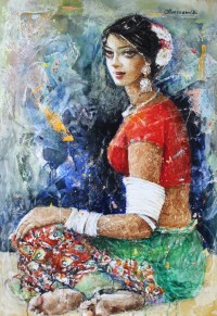 Moazzam Ali, 43 x 30 Inch, Watercolor on Paper, Figurative Painting, AC-MOZ-061